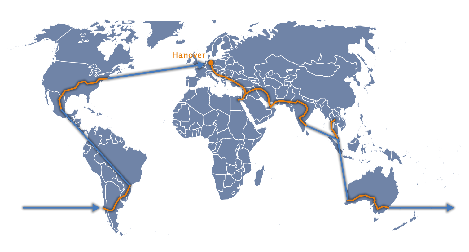 Map VW Caddy Ecofuel World Tour