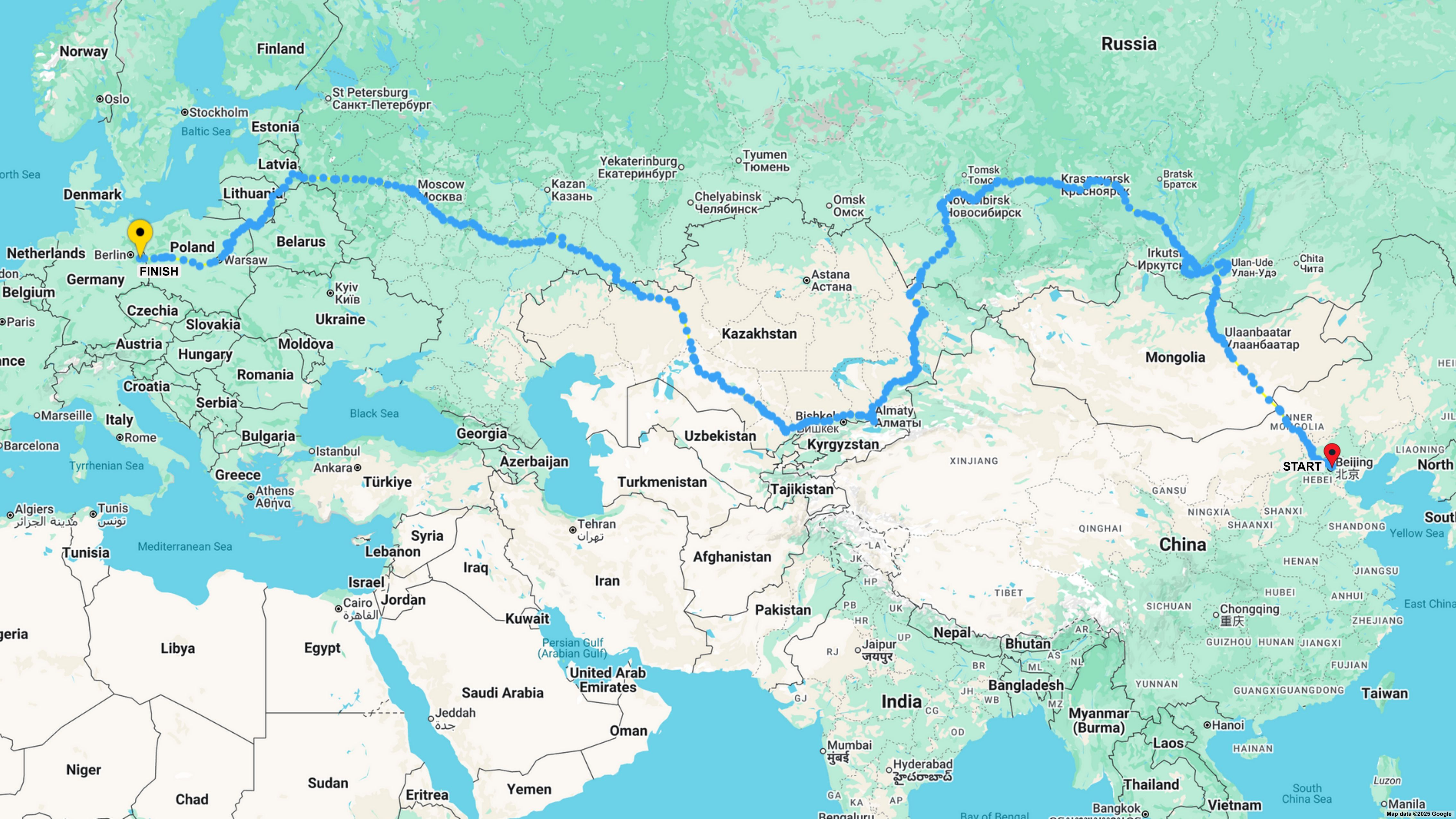 Map VW Touareg V6 TDI Beijing-Wolfsburg